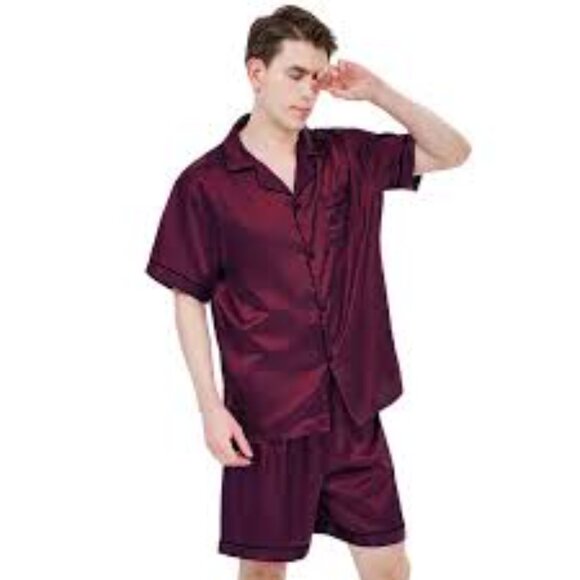 7 - NWT NOBLE MOUNT MEN'S PREMIUM SATIN SHORT PAJAMA SET - Picture 2 of 3